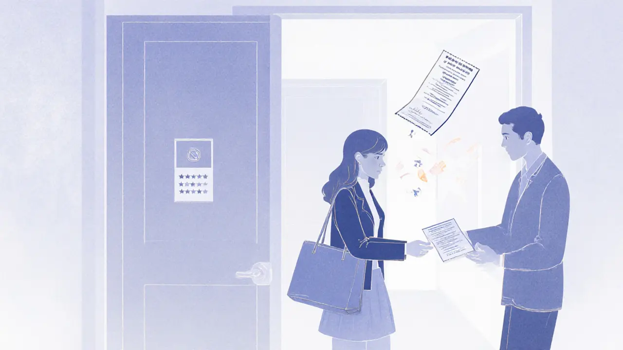 Satisfied client receiving a discreet receipt from the escort after a session.